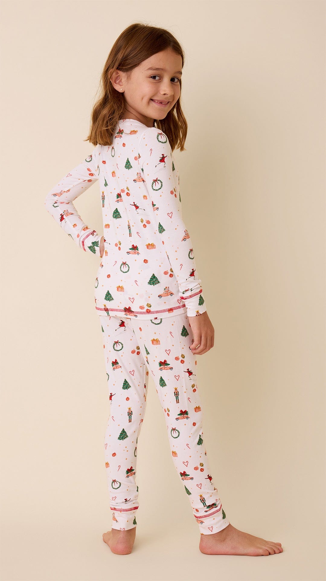 A Very Vintage Christmas Pima Knit Kids Pajama - White